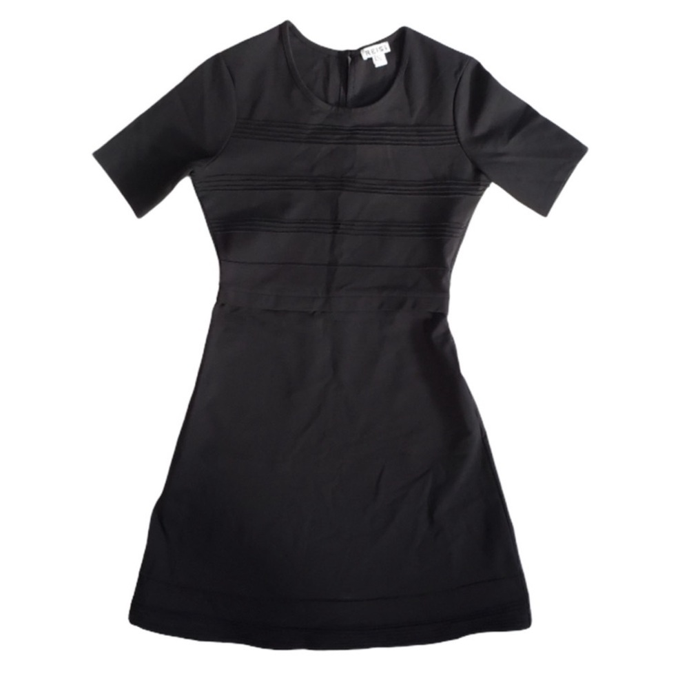 REISS Black Short Sleeve Fit & Flare Dress